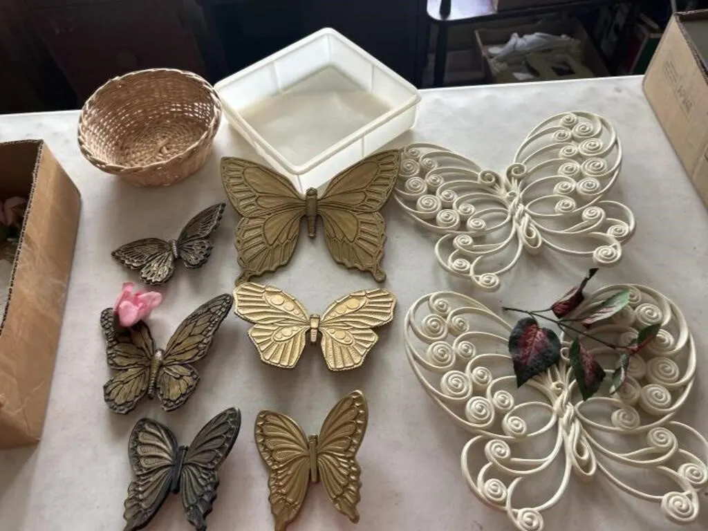 Butterfly wall decor, basket, and container