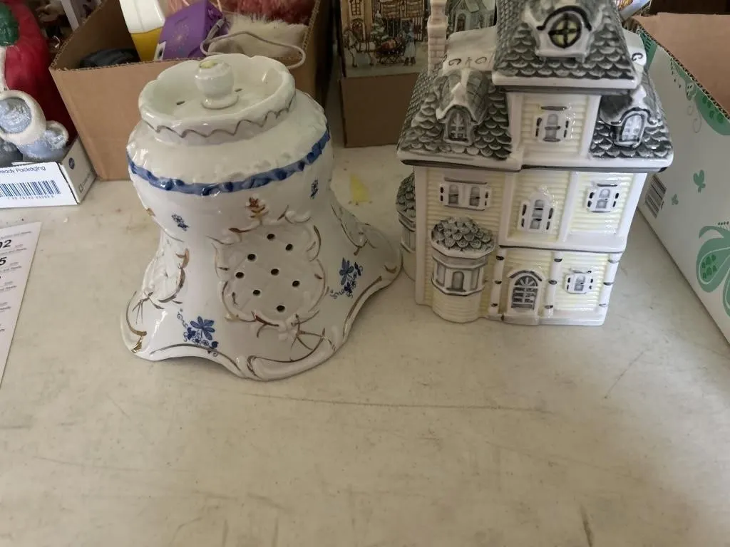 vintage Victorian-style porcelain lamp shade and