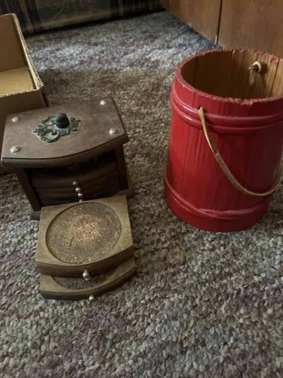 vintage mid-century modern wooden coaster set and