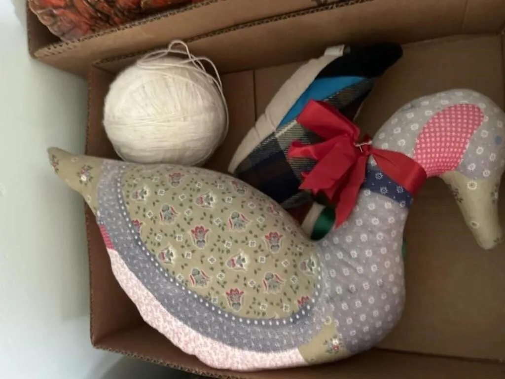 Pillow, goose pillow, duck and yarn