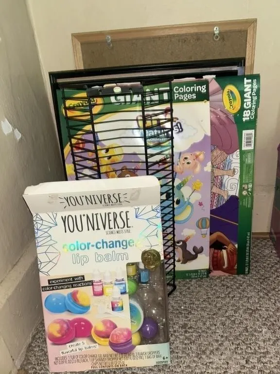 Cd holder, color pages, pictures, lip balm kit,