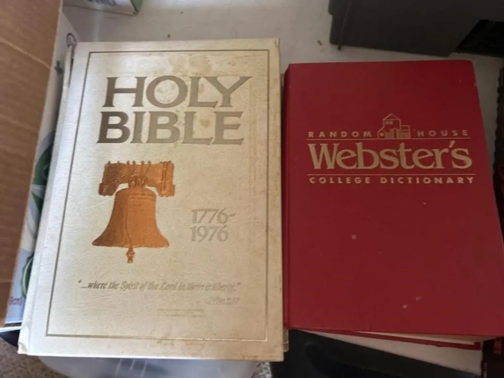 Webster dictionary and a holy Bible from 1776 to