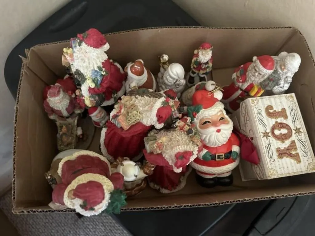 Ceramic Santas and box