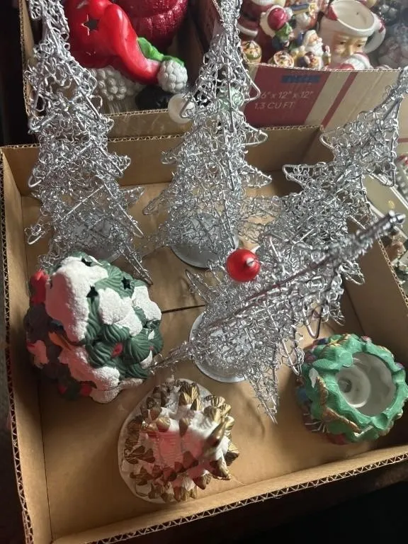 Ceramic Christmas trees and wired Christmas tree