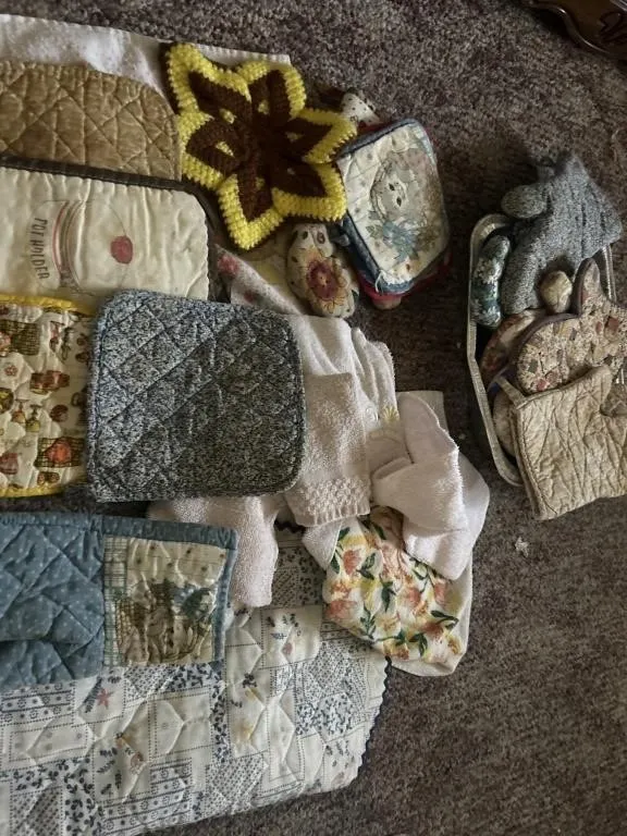 Potholders, dish towels, rags