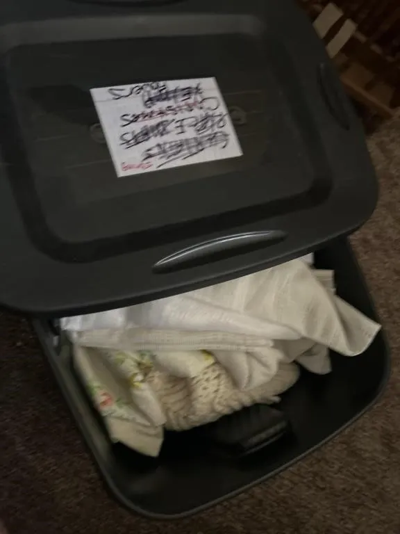 Tote full Crochet blanket, twin size sheets, and