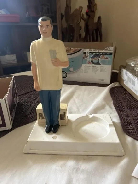 1964 ceramic ashtray featuring a pharmacist