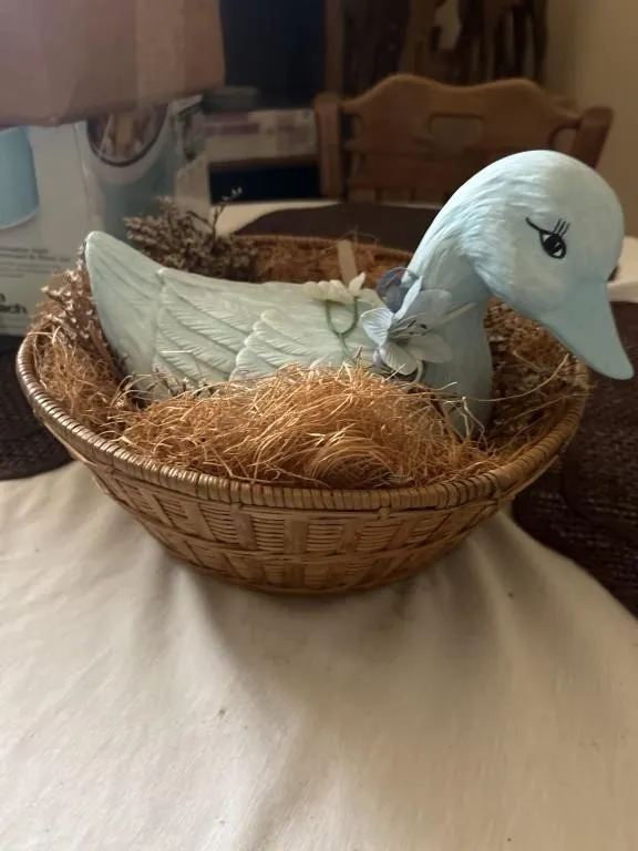 decorative blue goose figurine