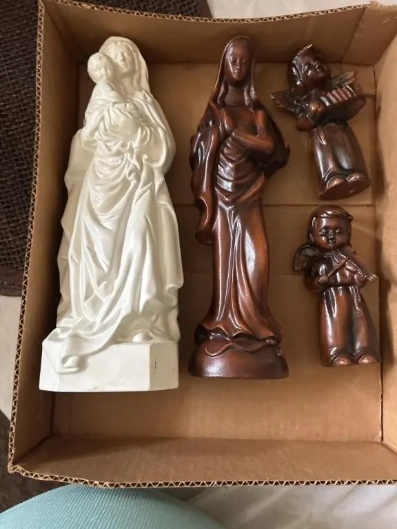 vintage, wood-look resin nativity scene, vintage