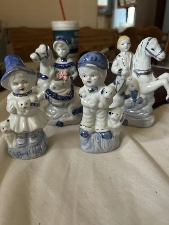 Blue ceramic figures