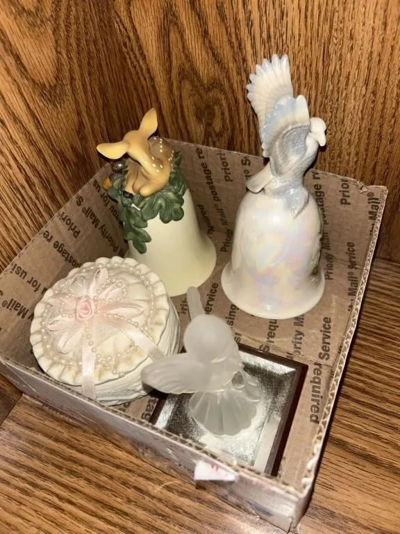 Bird Bell deer Bell, candy dish, and an angel