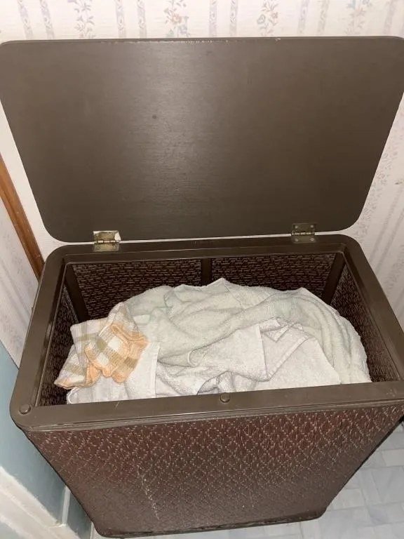 Laundry basket with towels