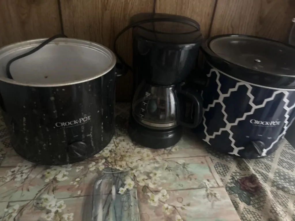 Crock pots and a coffee maker