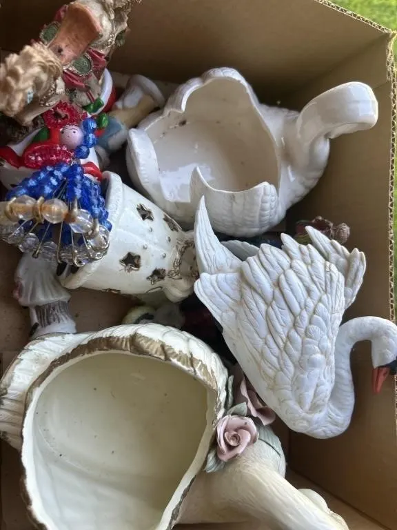 Ceramic goose, swans, figurines