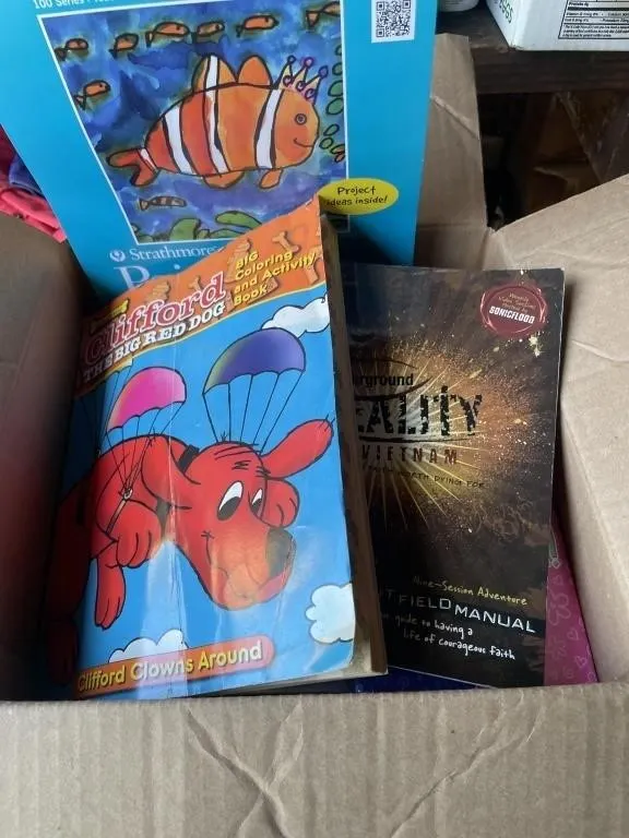 Coloring books, painting pad, crossword puzzle