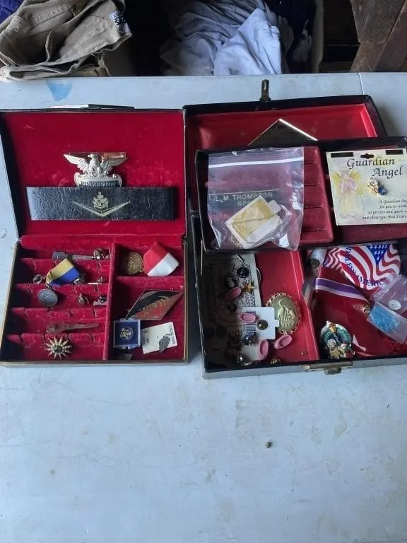Jewelry boxes with metals, badge, jewelry