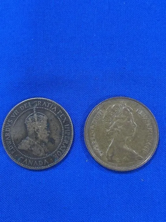 Canadian 1905 one cent, 1971 new pence 2