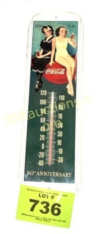 50TH ANNIVESARY COCA-COLA THERMOMETER, REPRO
