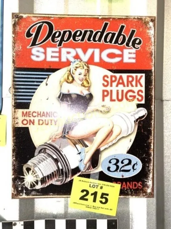 DEPENDABLE SERVICE SPARK PLUG SIGN