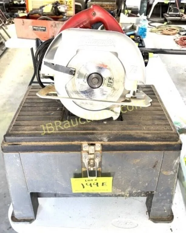 STEP STOOL TOOL BOX W MILWAUKEE CIRCULAR SAW