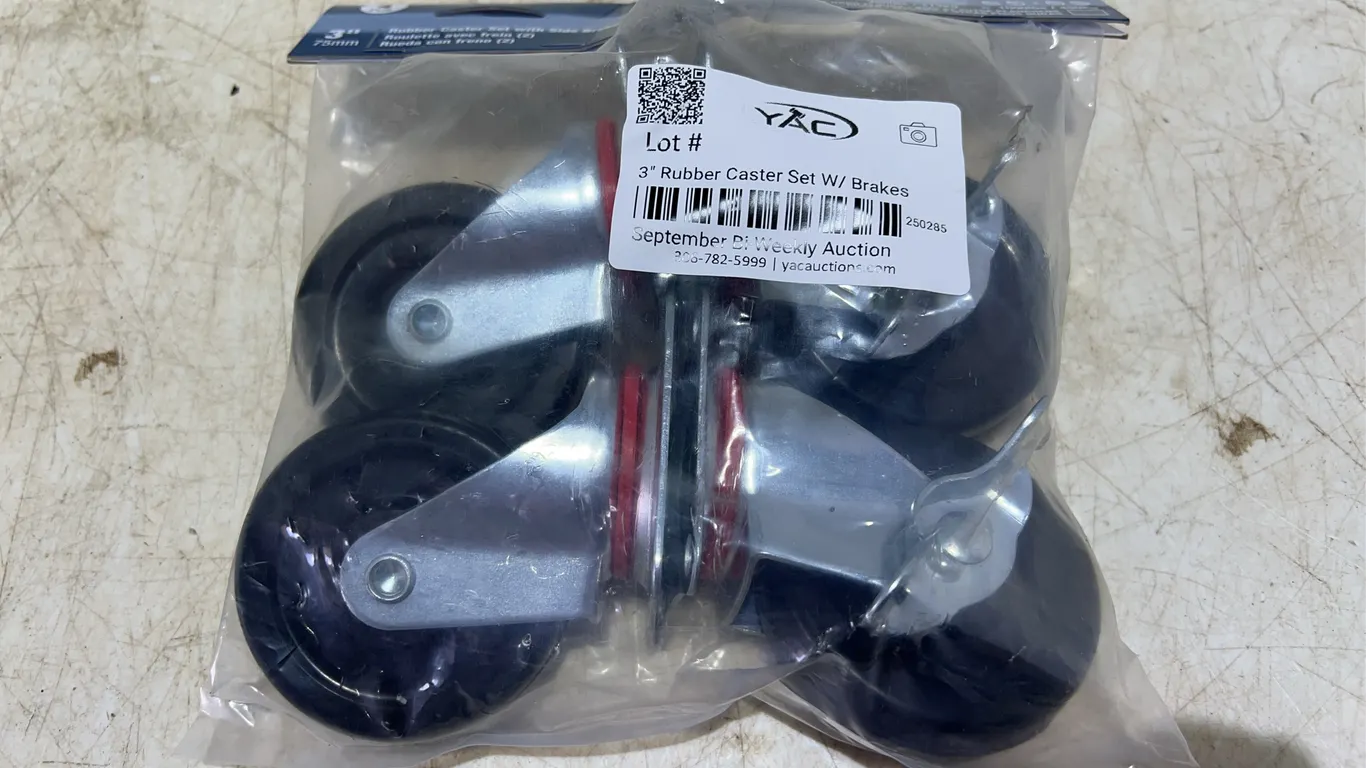 3" Rubber Caster Set W/ Brakes