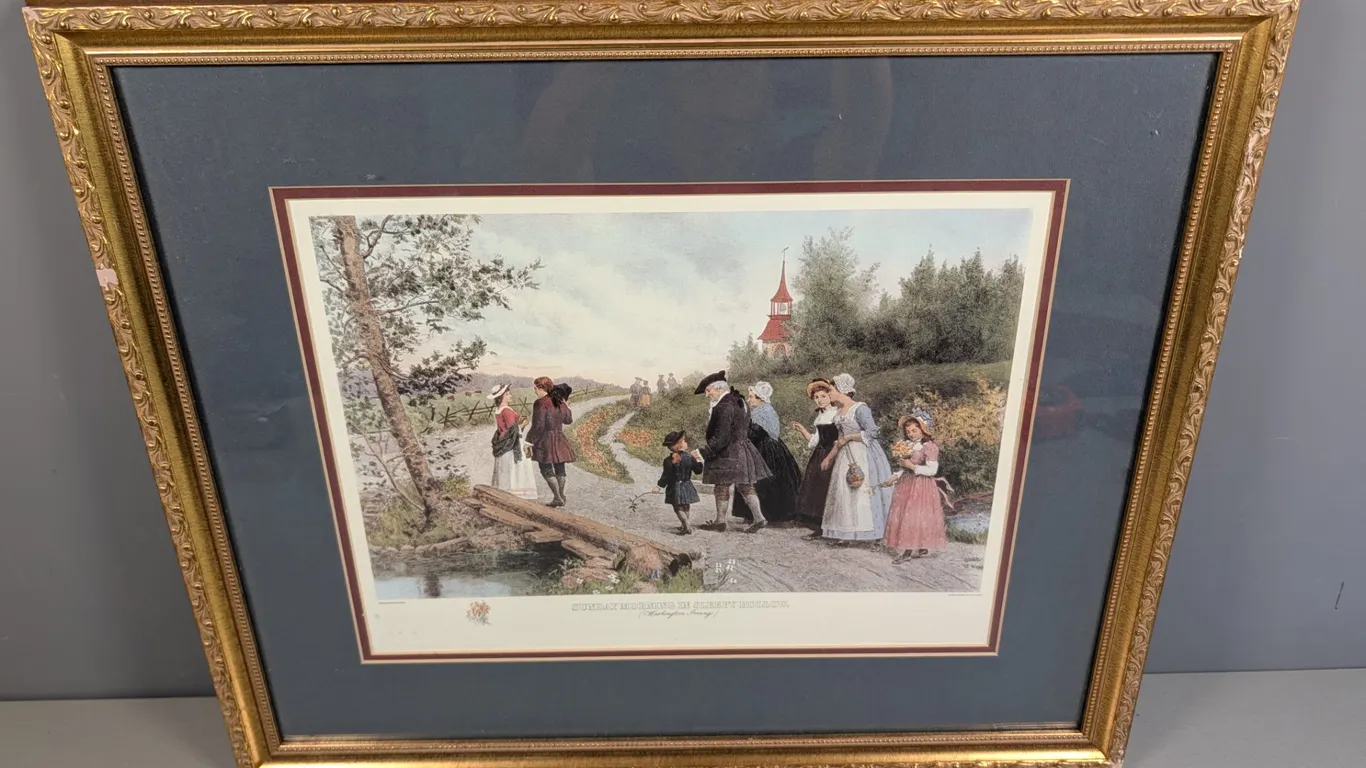 Jennie Brownscombe "Sunday Morning in Sleepy Hollow" Framed Print