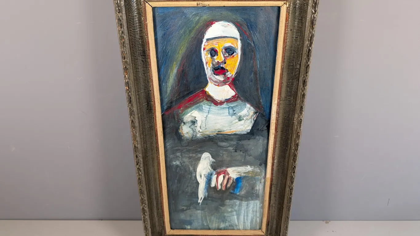 Sanderlin Signed Abstract Expressionist Painting, Framed