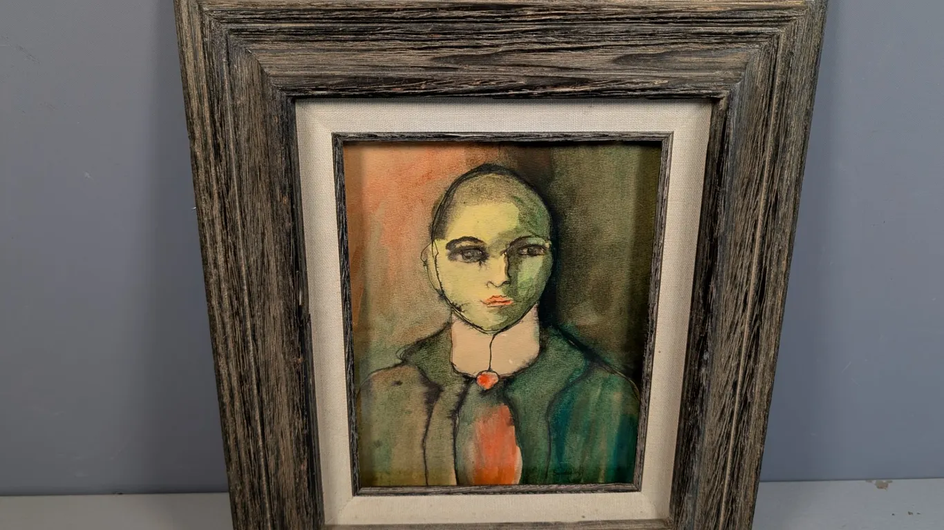 Framed Abstract Portrait Painting by Sanderlin