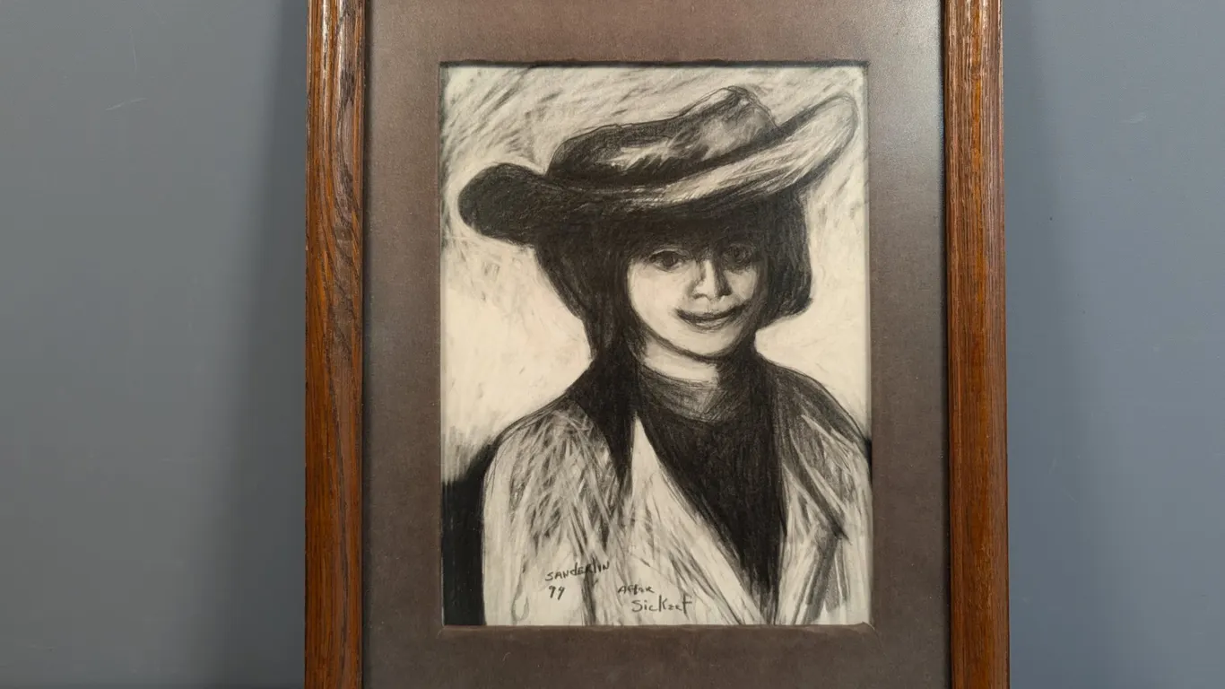 Sanderlin 1979 Framed Charcoal Portrait After Sickert