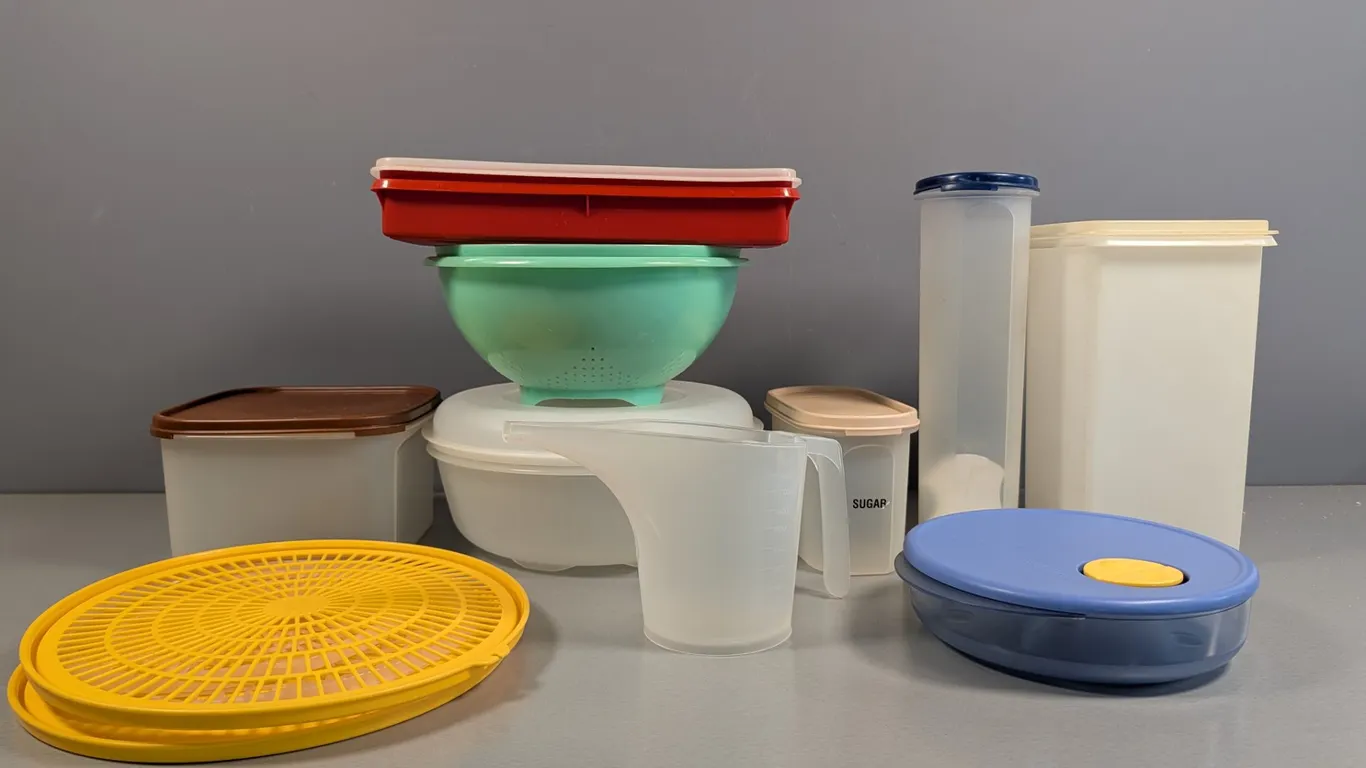 Vintage and modern Tupperware Kitchen Lot with Colander and Canisters