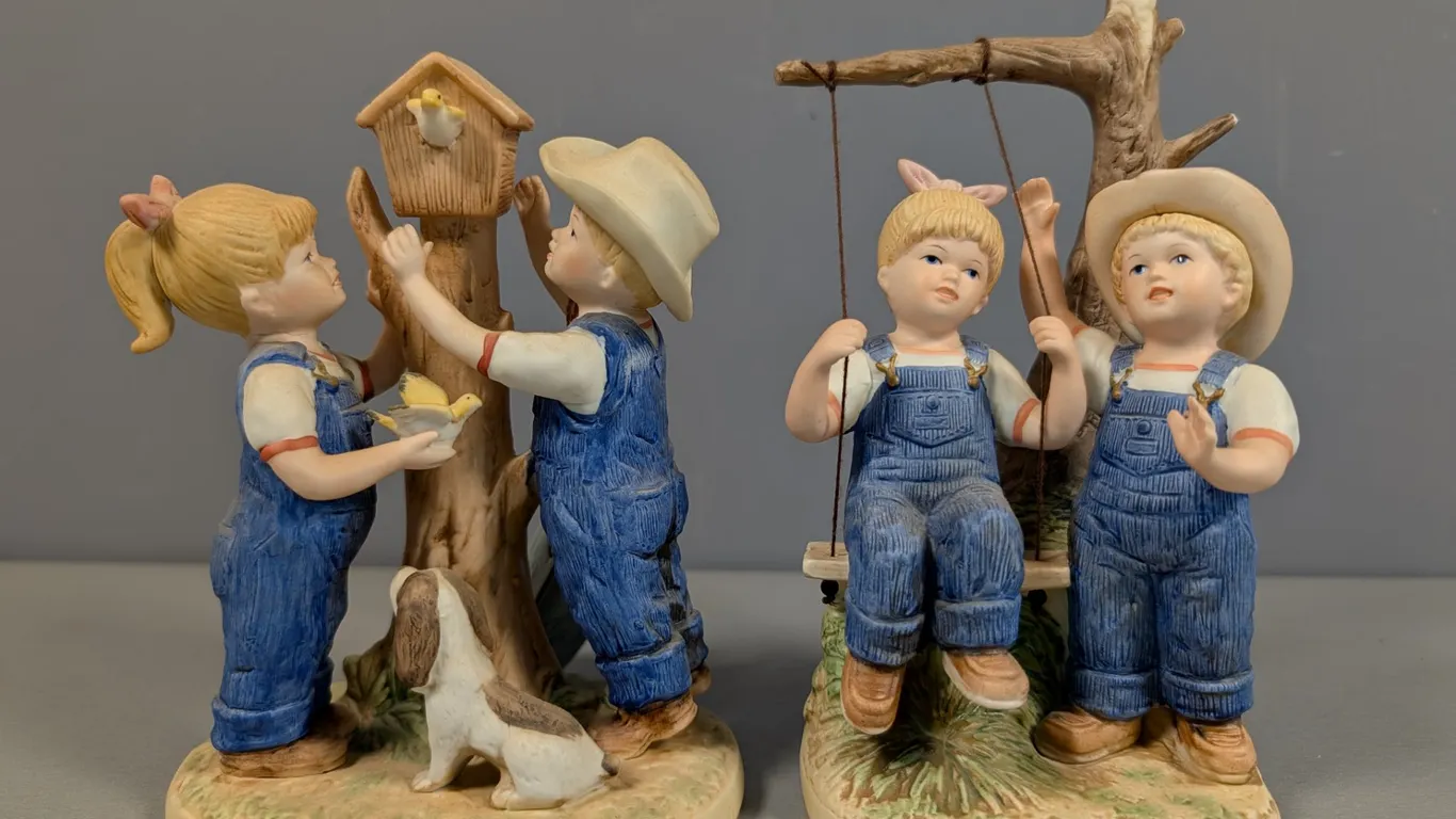 1985 HOMCO Denim Days Figurines, Set of 2