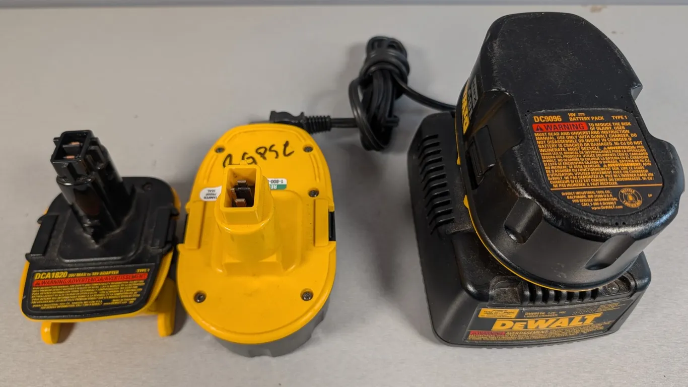 DeWalt 18V Battery, Charger, and 20V Max Adapter Lot