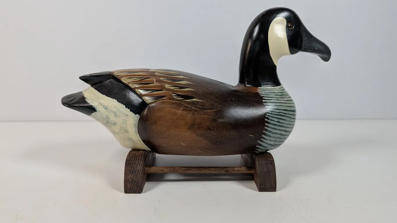 Hand-Carved Wooden Canada Goose Decoy