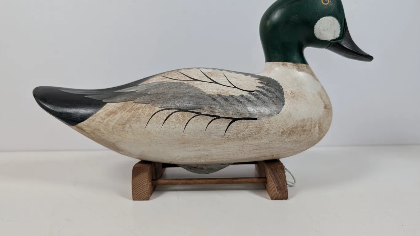 Hand-Carved Wooden Duck Decoy, Signed
