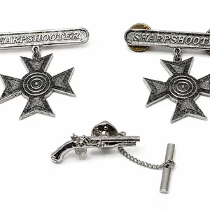 Vintage Sharpshooter Medals and Pistol Tie Tack