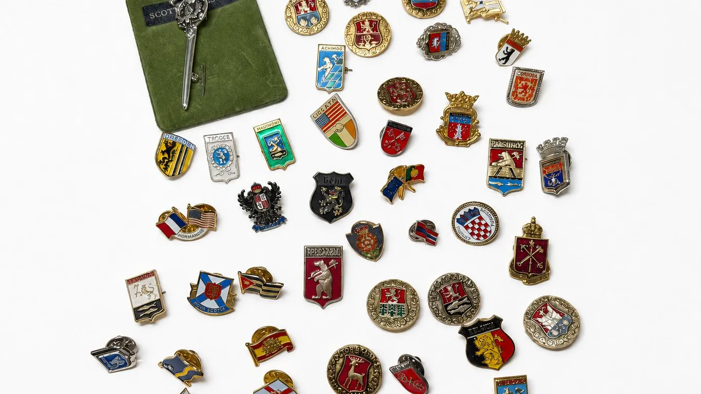 Large Collection of Vintage Enamel Lapel Pins