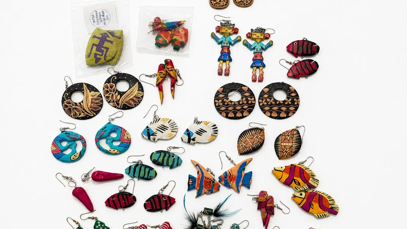 Collection of Hand-Painted Wooden Earrings