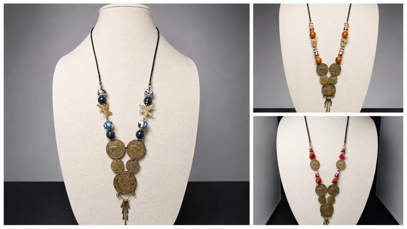Lot of Three Coin-Adorned Necklaces with Beaded Accents