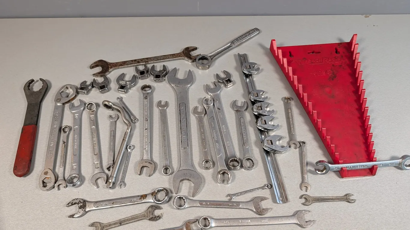Large Assortment of Mechanics Wrenches with Organizer