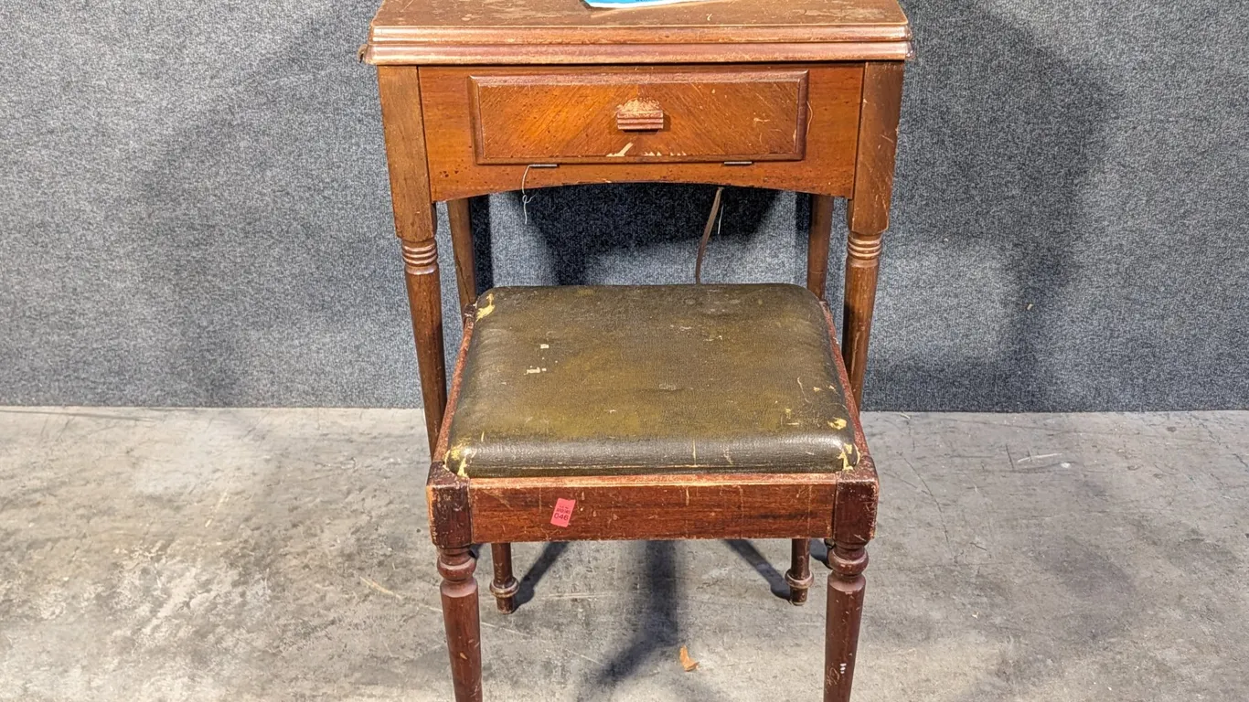 Vintage singer model T-228 Sewing Machine With Cabinet and Stool