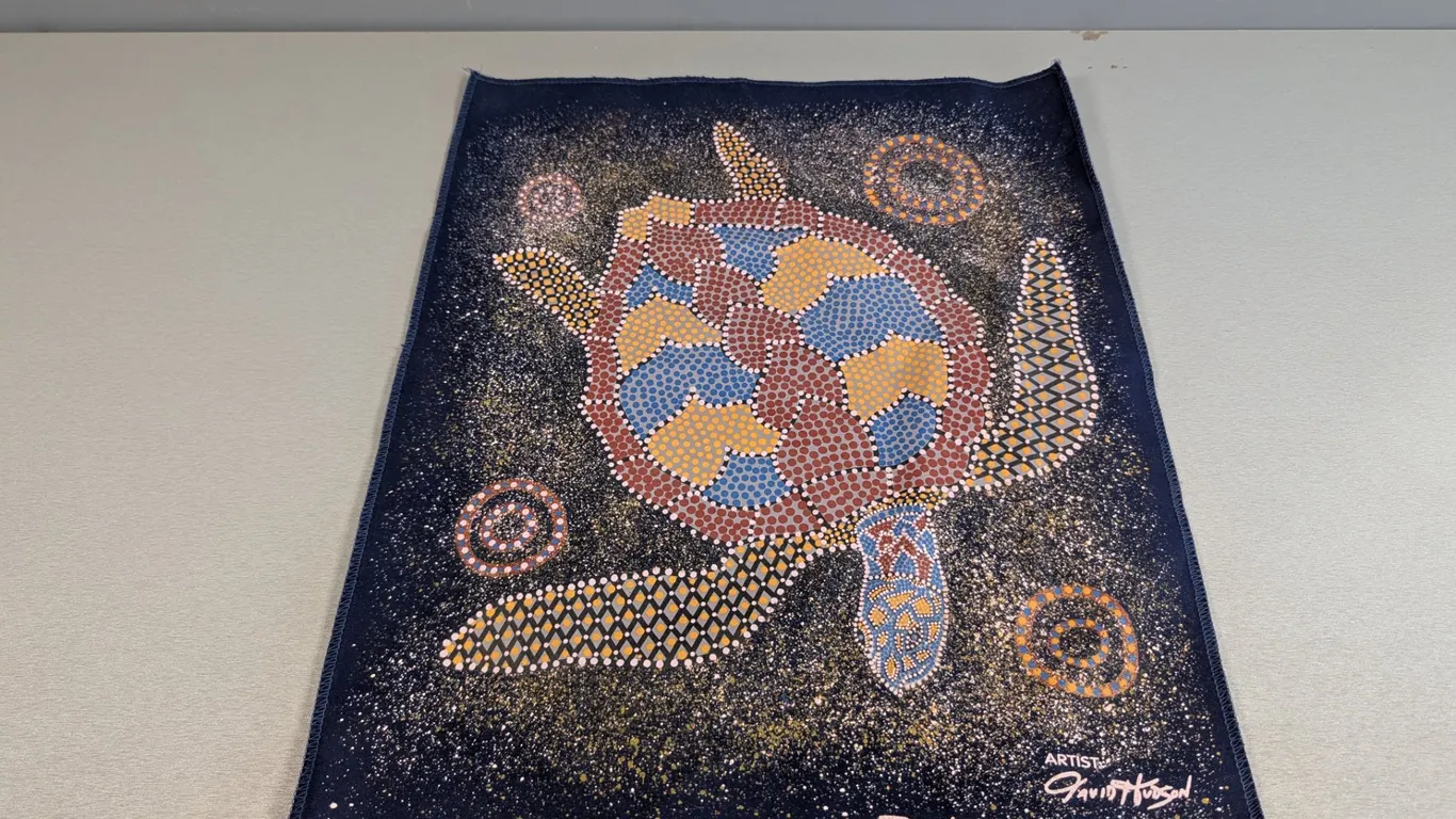 David Hobson "Budgigal-Mabani" Aboriginal Dot Painting Textile