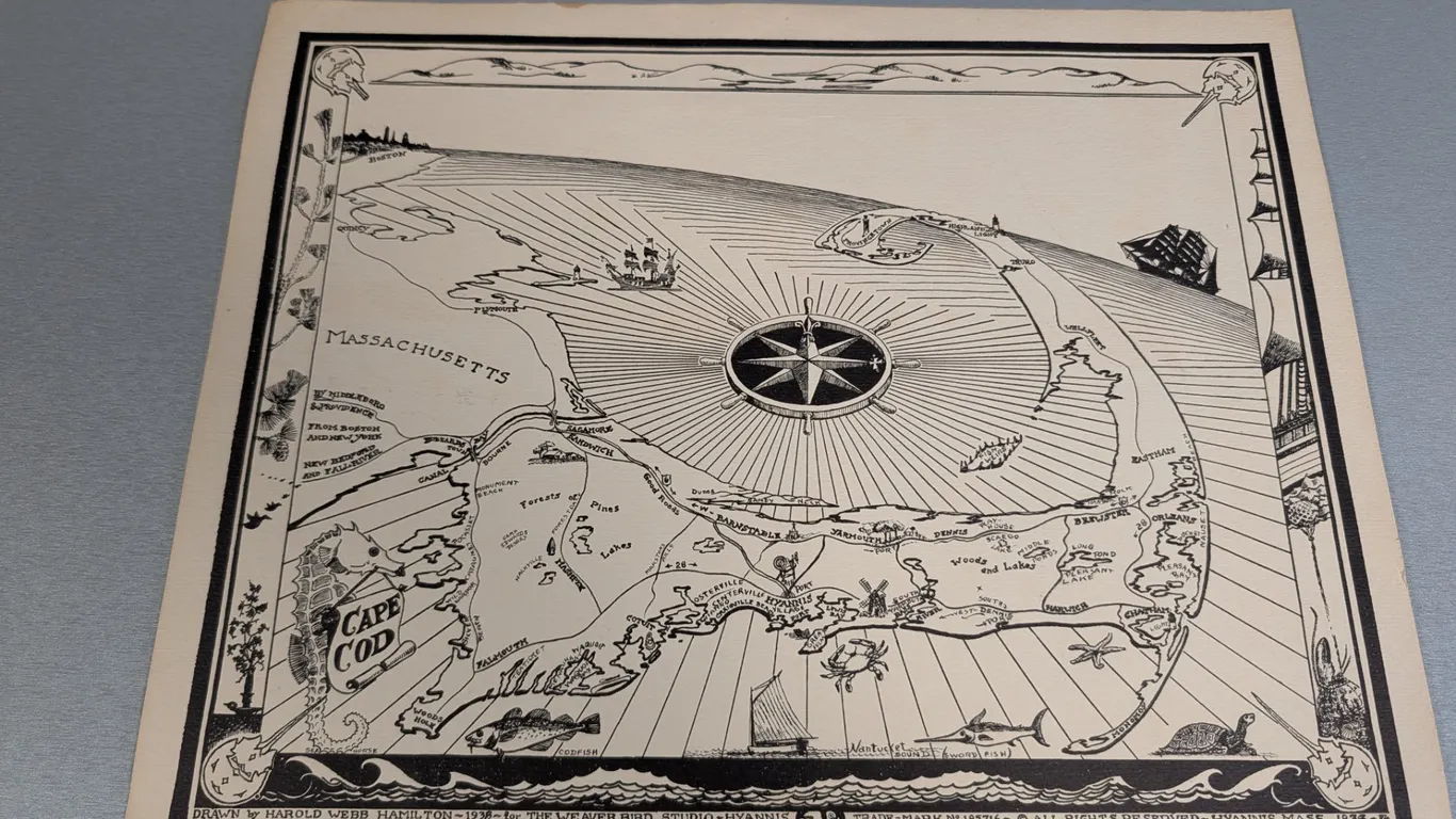 1938 Harold Webb Hamilton Cape Cod Pictorial Map