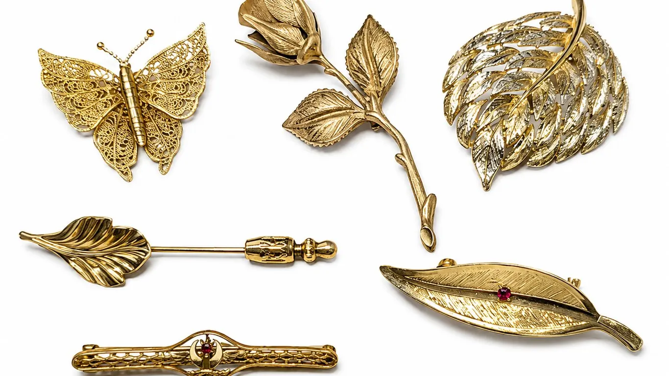 Assorted Gold-Tone Brooches