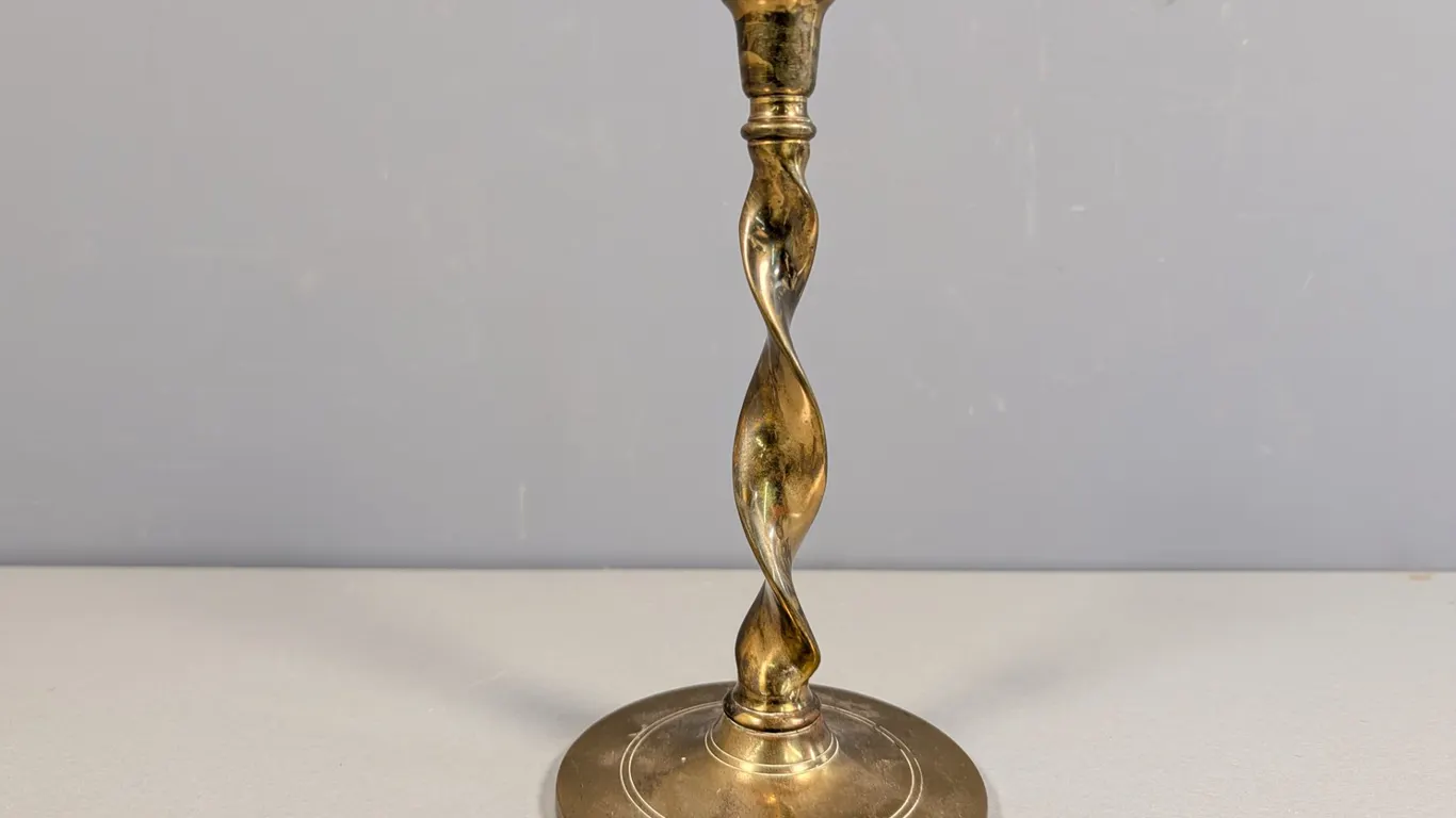 Brass Candlestick with Twisted Stem