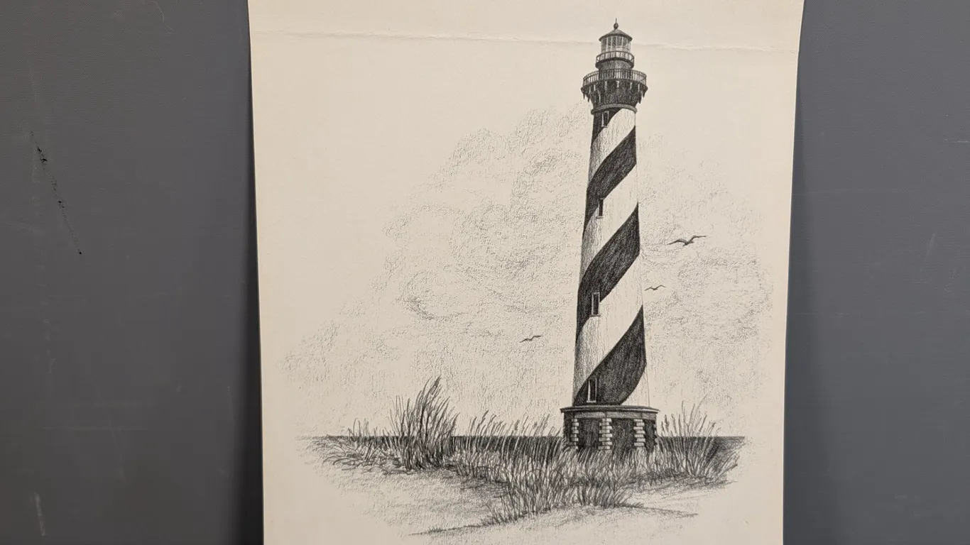 Cotton Ketchie 1981 Cape Hatteras Lighthouse Drawing