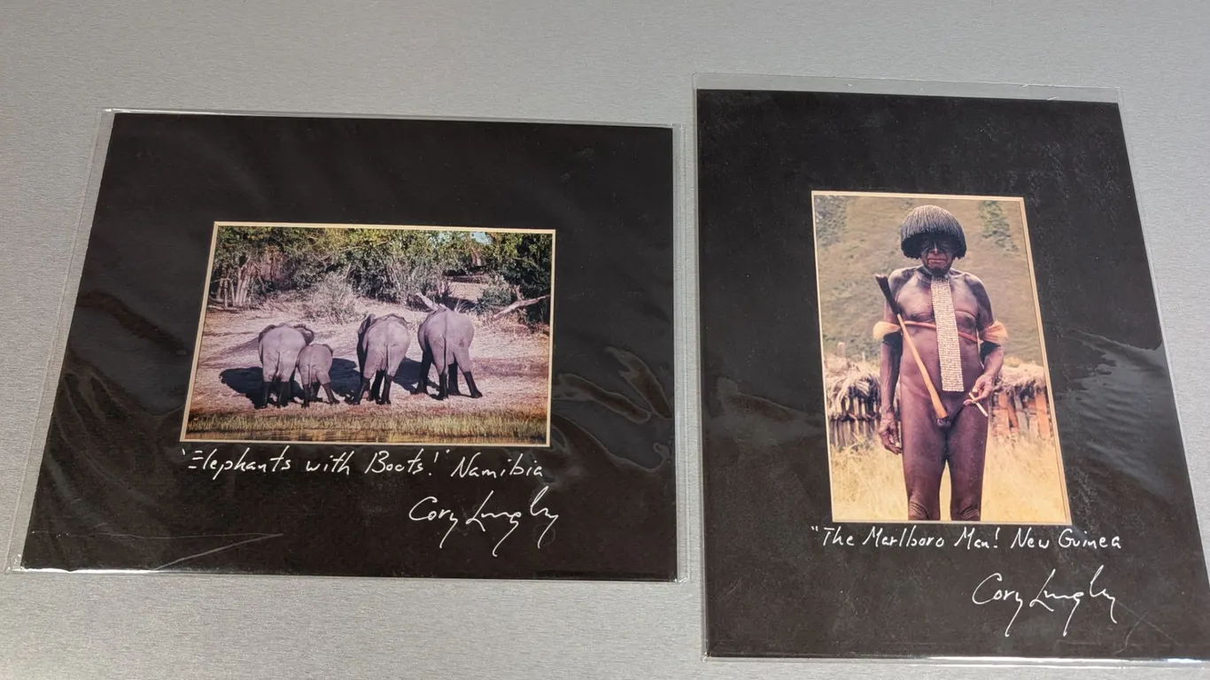Cory Langley Signed Photographs - "Elephants with Boots!" and "The Marlboro Man!"