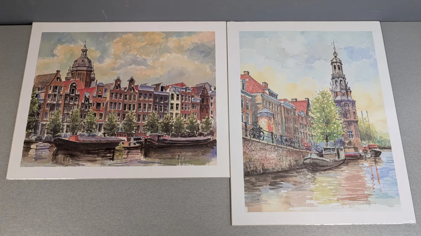 Amsterdam Canal Scenes Watercolor style Prints (2)
