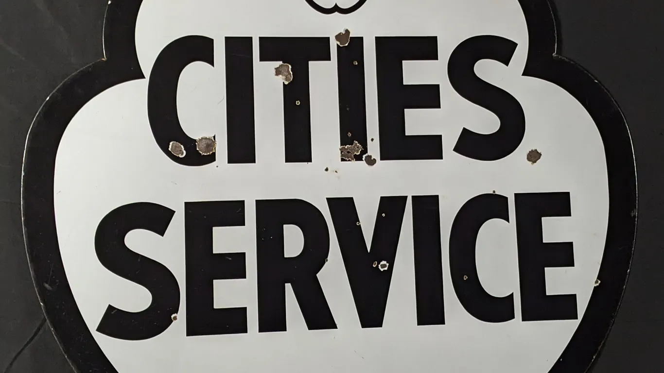 PORCELAIN GAS STATION SIGN CITIES SERVICE (2 SIDED)