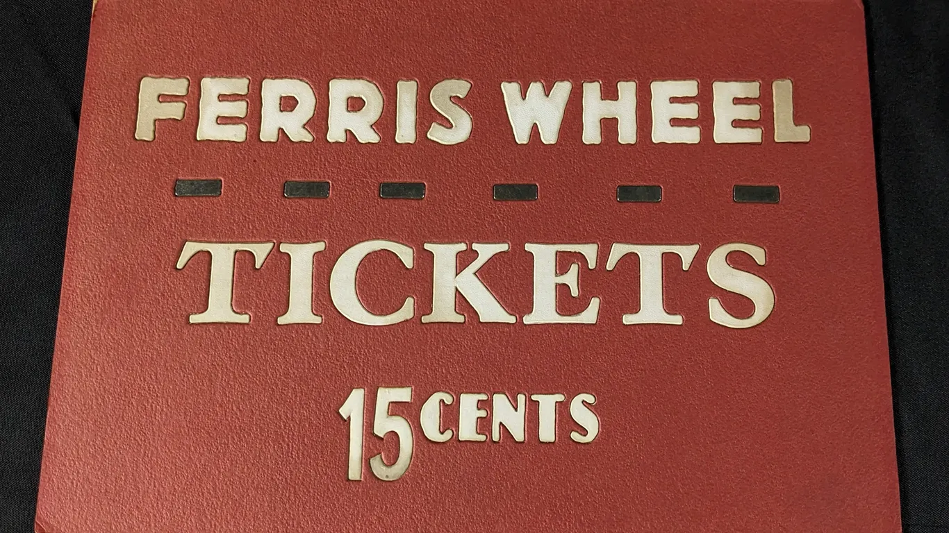 ANTIQUE CARDSTOCK SIGN FERRIS WHEEL TICKETS 15 CENTS