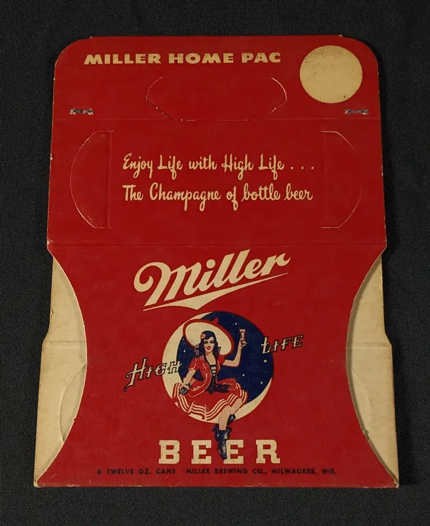 UNUSED MILLER HIGH LIFE BEER HOME PAC 6 - 12 OZ CAN CARRIER MILWAUKEE WISCONSIN